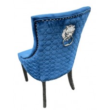 Roma Blue Chair (Lion Knocker/Chrome Legs)