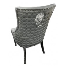 Roma Dark Grey Chair (Lion Knocker/Chrome Legs)