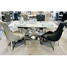 Elina Grey Marble Table Dining set with 6 chairs