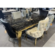 Sofia Black & Gold Marble Dining Table 1.8M